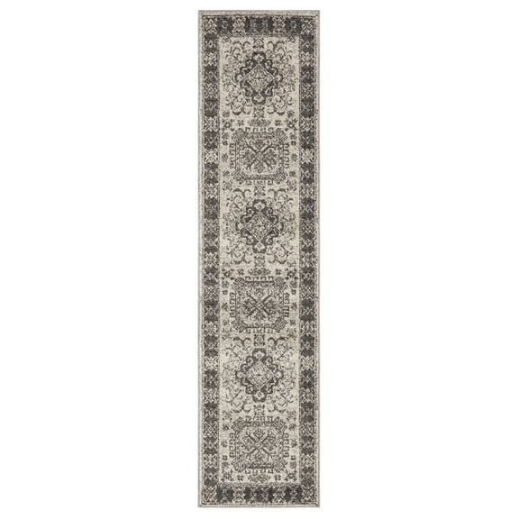 Mohawk Home Temperance Low Pile Latex Backed Stain and Fade Resistant Ornamental Light Grey Indoor Area Rug, 1' 11" X 10'