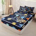 thumbnail image 2 of Manfei Space Astronaut Alphabet T Zipper Full Size Comforter Sets with Fitted Sheet and 2 Pillowcases,Stars Galaxy Zipper Bedding Set,Dark Blue,Navy Blue Reversible,4pcs, 2 of 8