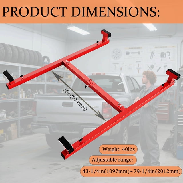 AKDSteel Chariot Élévateur de Lit de Camion Global Robuste, 800 Lb, Réglable, Compatible avec la Plupart des Plateaux de Ramassage pour Réparation Automobile