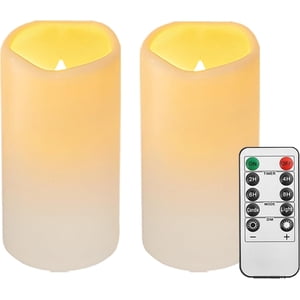 HANZIM 2-Pack LED Flameless Pillar Candles with Remote