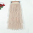 thumbnail image 2 of abtuhar Women's Skirts,Women's Lace Layered Mesh Skirt High Waist Asymmetrical Long Goth Skirts Beige S, 2 of 5