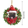 thumbnail image 3 of TIELUTT Sleeping Dog Christmas Hat Car Accessories Christmas Tree Charms Lighted Bows outside Car Partition Acrylic String Beads for Decorations Car Decorating Christmas Wire Glass Vase, 3 of 3