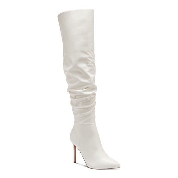 INC Womens White Slouch Cushioned Iyonna Pointed Toe Stiletto Zip-Up Dress Boots 7.5 M