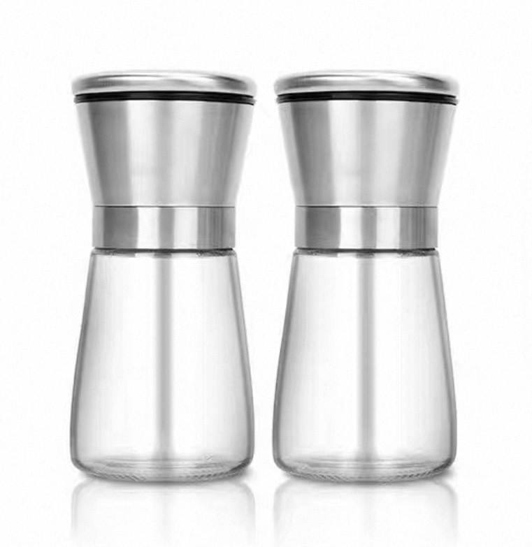 FINE MAKER Modern stainless steel pepper grinder 2-pack, pepper and salt grinder
