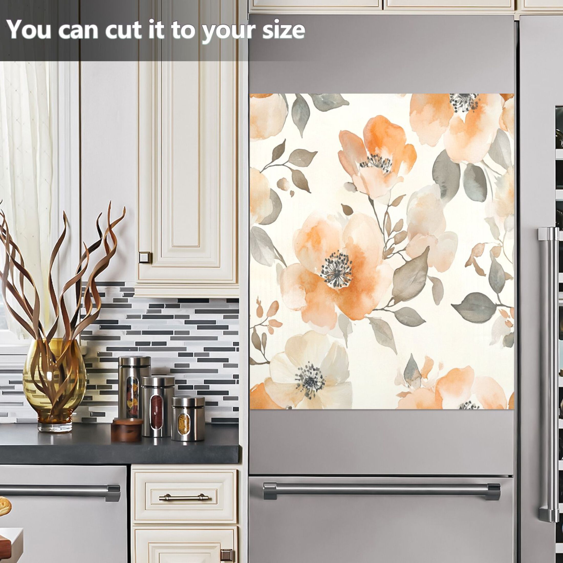 Dishwasher Magnetic Sticker 23x26 Inch Refrigerator Magnetic Sticker Washing Machine Magnetic Sticker Kitchen Panel Magnetic Sticker Home Decor Vibrant Cream Flowers