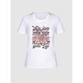 thumbnail image 3 of Valentine's Day Gift, His love is like flowers and butterflies, roses, butterflies colorful pattern Camisetas de verano para mujer, manga corta, cuello redondo, casual, lindo, con gráficos, camisetas, 3 of 6