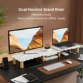 thumbnail image 2 of Dual Monitor Riser, Cookie-Shaped Adjustable Length & Swivel Angle, Wooden Desktop Organizer for 2 Monitors, Stand With Drawer for Laptop, PC, Computer, Printer, White, 2 of 11