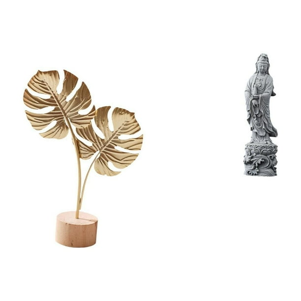 Escultura de hojas,Estatua de hoja de metal Escultura de hoja Decoración del hogar,Estatua de Guan Yin,Estatua de Guan Yin para decoración del hogar.,Escultura de Kuanyin,figurita,decoración