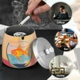 thumbnail image 4 of Yayeee Ashtray with Lid for Cigarette Smokeless Stainless Steel Home Ash Holder, Goldfish, 4 of 7