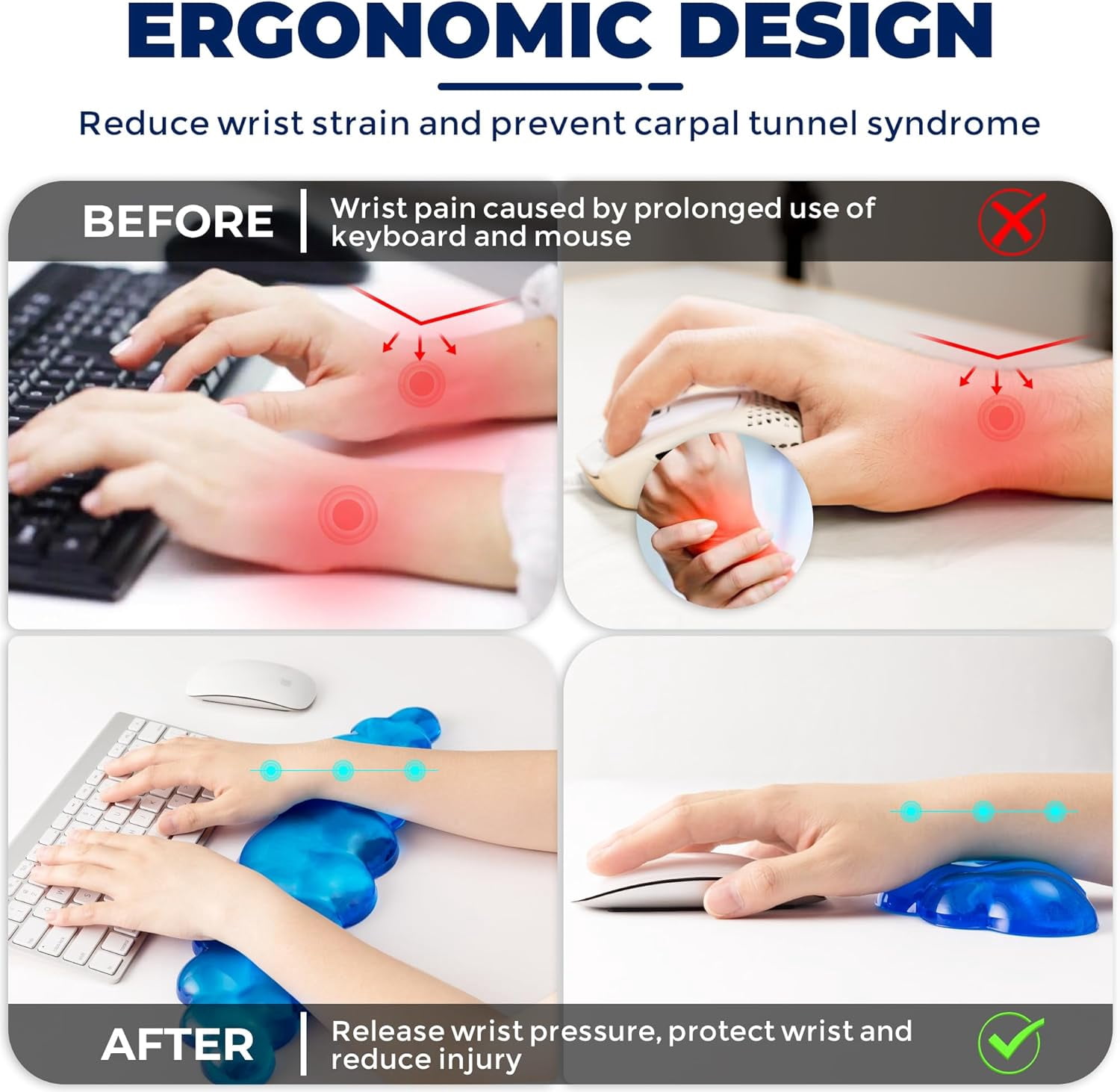 Gel Cloud Keyboard & Mouse Wrist Rest Set - Cloud Keyboard Wrist Rest Pad & Mouse Support for Office Gaming Pad Computer Laptop Ergonomic Comfortable Pain Relief- Cloud Pad Set
