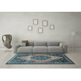 thumbnail image 3 of Ahgly Company Indoor Square Medallion Light Blue Traditional Area Rugs, 4' Square, 3 of 4
