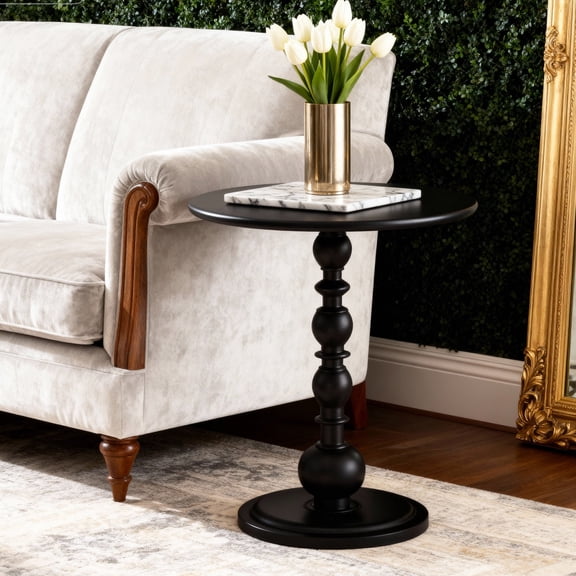 PinkSheep Small Round Side Table, Coffee End Table Drink Table Sofa Table Tray Table for Living Room Bedroom, Black
