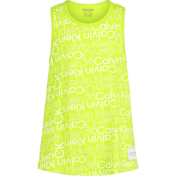 Calvin Klein LIME PUNCH Performance Big Girls Logo-Print Tank , US M/M/M(8-10)