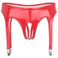 thumbnail image 3 of Lencería para mujer, bragas de charol brillante, ropa interior con Clips de Liga, Tanga con entrepierna abierta, lencería Punk gótica Rave Clubwear, 3 of 5