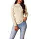 thumbnail image 2 of Suéter de manga larga de cuello redondo para mujer, otoño/invierno, ajuste delgado, color beige M, 2 of 5