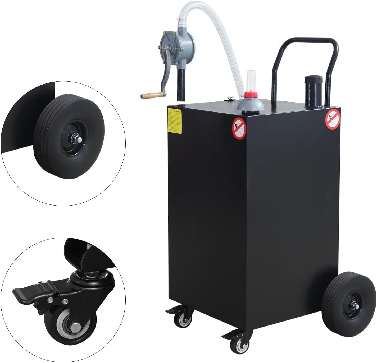 ChaoLink 45 Gallon Protable Gas Caddy With Manual Transfer Pump, Fuel Storage Tank & 4 Wheels Gasoline Diesel Fuel Container for Atv Car Mowers Tractors Boat MotorcycleBlack