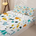 thumbnail image 3 of Metsweet Cute Dino Zipper Twin Comforter Sets with Fitted Sheet and 2 Pillowcases, Tropical Leaves Zipper Bedding Set, Teal Yellow,4-Piece, 3 of 6