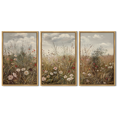 thumbnail image 6 of Drsoum Large 24x36in3pcs Natural Framed Vintage Meadow Wildflower Field Wall Prints Classic Retro Farmhouse Landscape Wall Art Rustic Decorations for Living Room Bedroom, 6 of 6