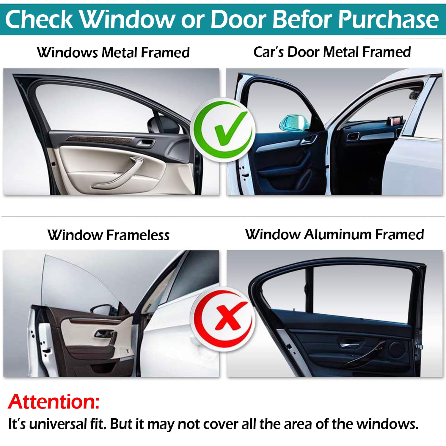 4Pcs Magnetic Car Side Window Sun Shades, IC ICLOVER Car Front and Rear Window Sunshades Privacy Curtains, Baby Car Window Shade sunscreen 100% Block Sunlight Cover Shield UV Protection