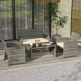 thumbnail image 2 of Gymax 4PCS Patio Outdoor Conversation Set w/Seat Cushions & Tempered Glass Tabletop Off White, 2 of 9