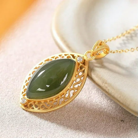 HOOUN Jade Pendant Charms Vintage Jewelry Gemstone Necklace Luxury 925 Silver Natural