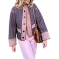 thumbnail image 1 of Chaquetas para Mujer, , Ligeras, Acolchadas, de Larga, Estilo Motero, con Bloques de Color Oscuro XL, 1 of 6