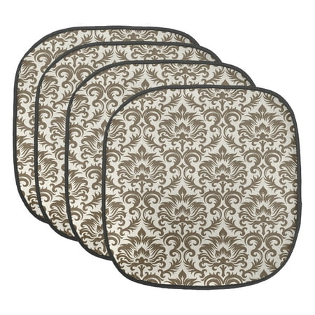 

Damask Chair Seating Cushion Set of 4 Floral Damask Featuring Scrolled Motifs Antique Victorian Style Old Country Seat Pads for Office with Anti-slip Backing 16 x16 Army Green Cream by Ambesonne