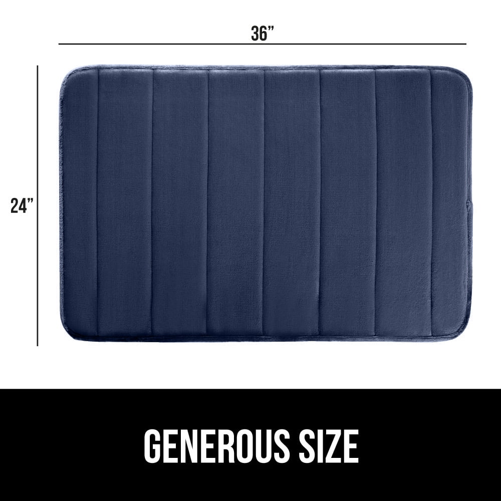 GORILLA GRIP Bathroom Rug, Soft Absorbent Memory Foam Shower Floor Mat, 36x24 Navy Blue