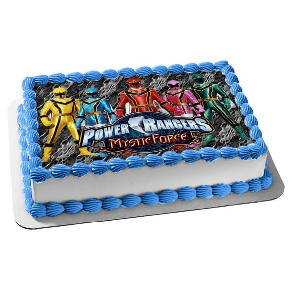 Power Rangers Mystic Force Yellow Red Blue Pink Red Green Ranger Edible Cake Topper Image Abpid Walmart Com