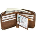 thumbnail image 3 of Huztencor Mens Wallet with Zipper Wallets for Men RFID Blocking Leather Bifold Credit Card Holder Wallets Brown, 3 of 7