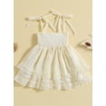 thumbnail image 2 of GXFC Toddler Girls Summer Solid Dress Kids Girls Sleeveless Sling Ruffle Princess Dress Casual One Piece Dress for Beach Party 1-5T, 2 of 9