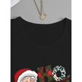 thumbnail image 3 of Women's Christmas Santa Claus Graphic Long Sleeve T-Shirt - Black Holiday Casual Top Candy Canes & Snowflakes Print, Stretchy Round Neck, Machine Washable for Autumn Winter Festive Outfits, 3 of 5