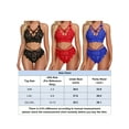 thumbnail image 3 of Spencer Sexy Lingerie Set for Women, 2Pcs Floral Lace Strappy Bralette and Panty Set for Valentine's Day (L/XL, Black), 3 of 7