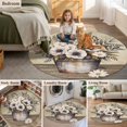 thumbnail image 5 of Farmhouse Flowers Round Area Rug 4Ft Washable Circle Rugs for Bedroom Dining Room, Retro Floral Leaves Country Wood Board Non-Slip Carpet Floor Mats Indoor Outdoor Carpet Runner Aesthetic Home Decor, 5 of 8