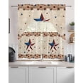 thumbnail image 2 of Independence Day Kitchen Curtains Sets for Windows 3 Piece, Rustic Texas Star Farmhouse Wooden Kitchen Curtains and Valances Tier Set 24 Inch Length Swag Curtain for Living Room Cafe Bathroom Bedroom, 2 of 6