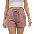 thumbnail image 1 of Short Casual de Mujer Con Cordón Ajustable y Bolsillos rosa Extra Grande, 1 of 5