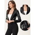 thumbnail image 2 of Chaqueta Corta de Cuero Sintético para Mujer Chaqueta de PU Moto Biker Jackets Negro S, 2 of 6