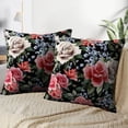 thumbnail image 3 of LALILO Throw Pillow Covers Blue Watercolor Floral I Colorful Cushion Cover 18" x 18", 2 Pack, 3 of 6