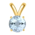 thumbnail image 2 of Mauli Jewels Engagement Necklace for Women 0.45 Carat Round Aquamarine Pendant 4-prong 14k Yellow Gold|Silver Chain, 2 of 4