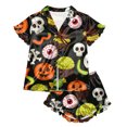 COMVALUE Girls Satin Short Pajama Set Lapel Button Front Ruffle Trim ...