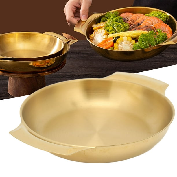 Paellera De Acero Inoxidable Fácil Limpieza Calefacción Uniforme Olla De Doble Oreja Sartén De Fondo Plano Sartén Con Asas Dobles Adecuado Para Estufas Y Estufas