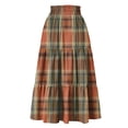 thumbnail image 4 of Delconic Women Plaid Drawstring Waist Tiered Maxi Skirt with Pockets Casual Loose Fit A Line Long Skirt for Everyday Wear Saffron S, 4 of 6
