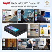 MeLE Intel N150 Mini PC Fanless Quieter4C 16GB 512GB USB-C Mini Desktop Computer