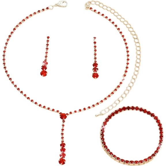 Zephyriana Sparkling Jewelry Set Wedding Jewelry Sets for Women Dainty Imitation Crystal Necklace Bracelet Earrings Set Wedding Accessories for Brides