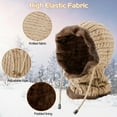 thumbnail image 4 of Aooww Women Winter One Piece Beanie Hat Slouchy Fleece Balaclavas Face Mask Neck Scarf Set Earmuff Ski Snow Knit Hats, Khaki, 4 of 6