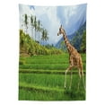 thumbnail image 3 of Ambesonne Landscape Tablecloth Rectangular Table Cover, Tropical Wild Animals, 52"x70", Fern Green Pale Blue, 3 of 4