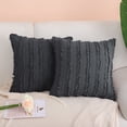 thumbnail image 4 of Unique Bargains 2-Pack Tassel Striped Throw Pillow Covers Gray 20" x 20", 4 of 7