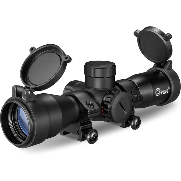 4x32 Crossbow Scope, Red Green Illuminated Compact Crossbow Scopes for Hunting 20-100 Yards