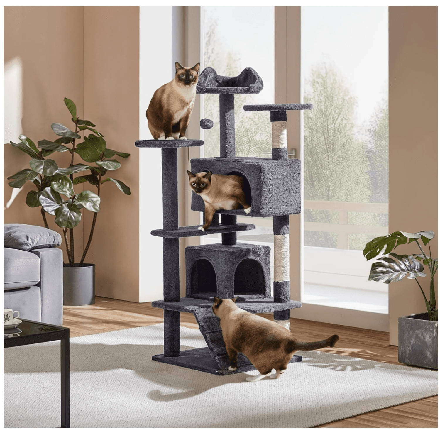 54in Cat Tree Tower Condo Furniture Scratch Post for Kittens Pet House Play