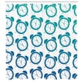 thumbnail image 3 of Retro Shower Curtain, Alarm Clock Patterns in Vintage Style Time Reminder Objects, Fabric Bathroom Set with Hooks, 69W X 75L Inches Long, Sea Blue Teal, by Ambesonne, 3 of 3